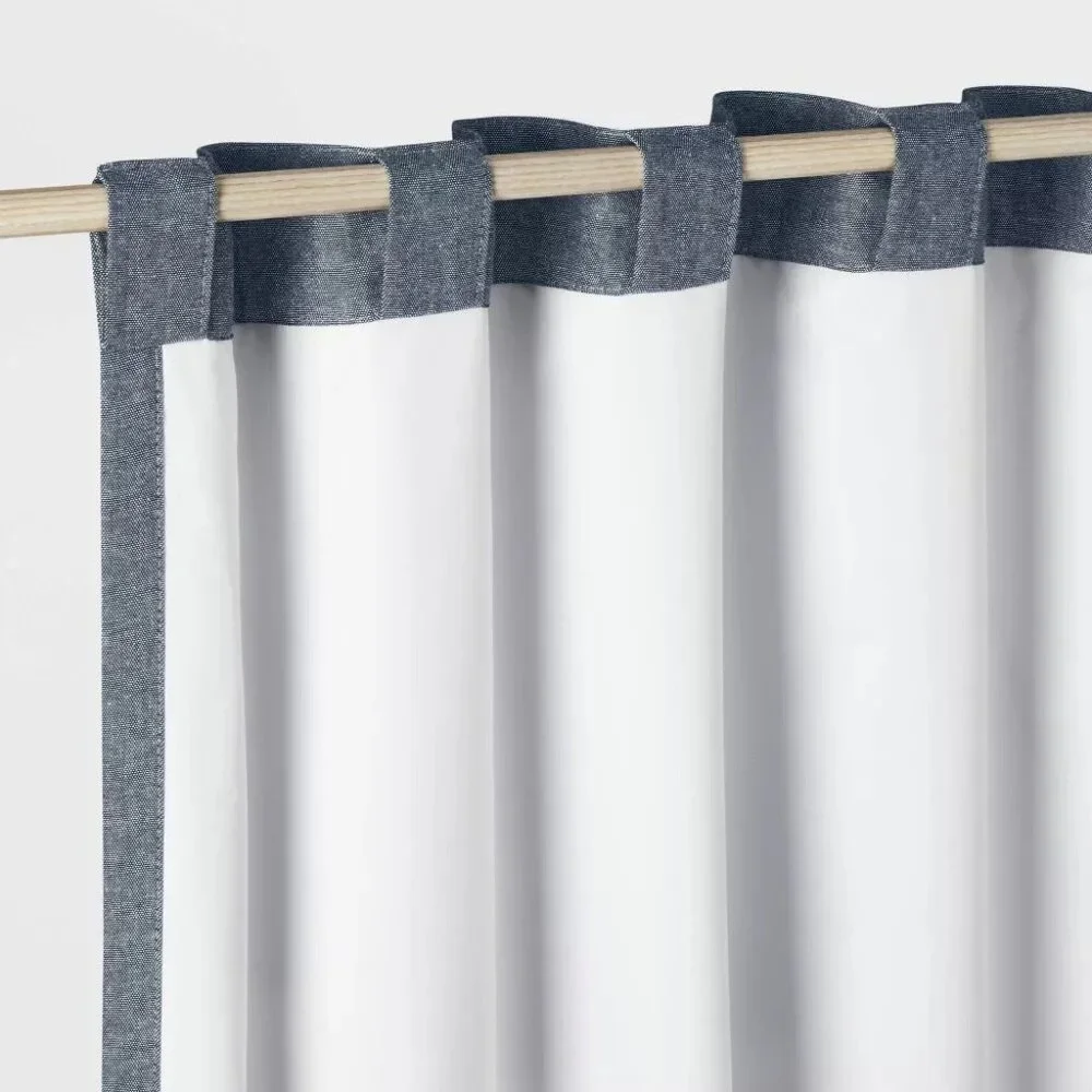Pillowfort Navy Blue Chambray Cotton Single Blackout Curtain Panel 42